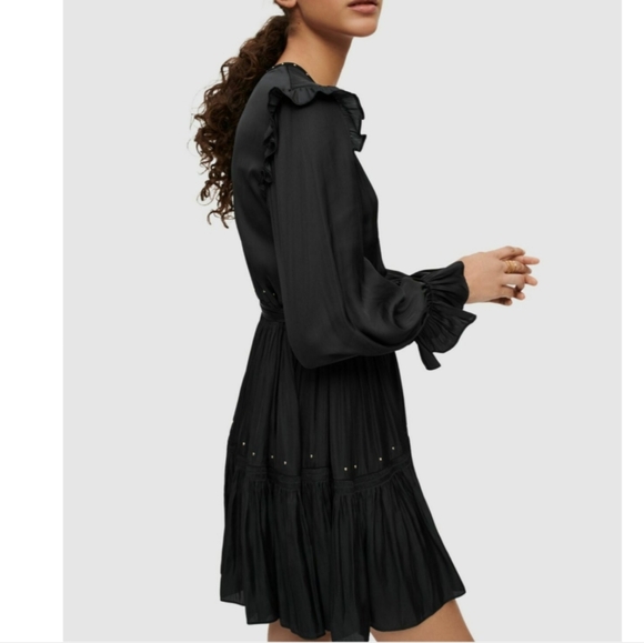 🍒NWT🍒 MAJE STUDDED SATIN MINI DRESS - Picture 4 of 12